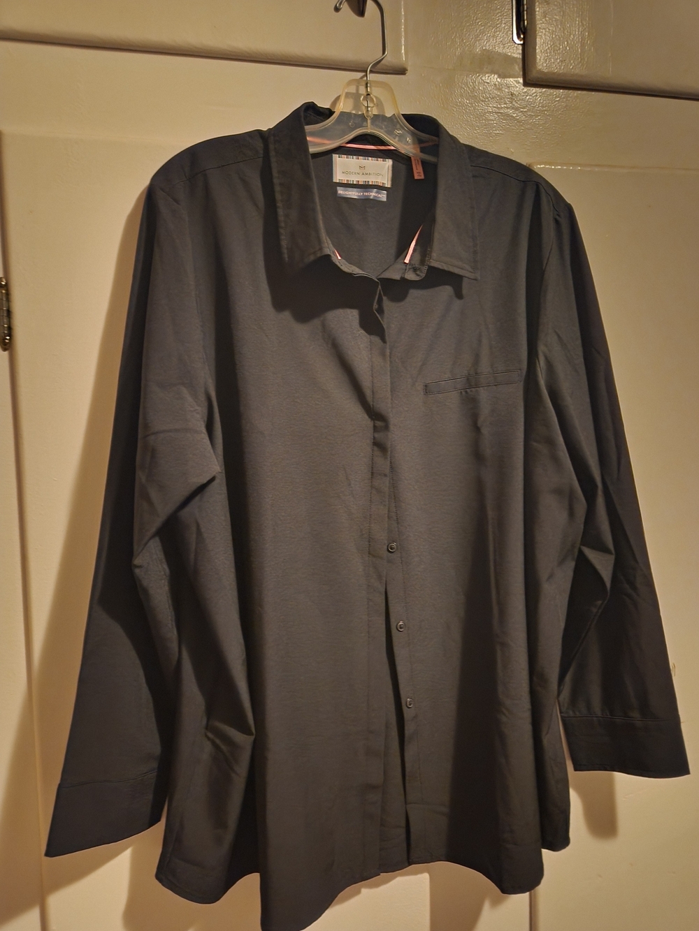 Lady's Black Button-Down Dress Shirt